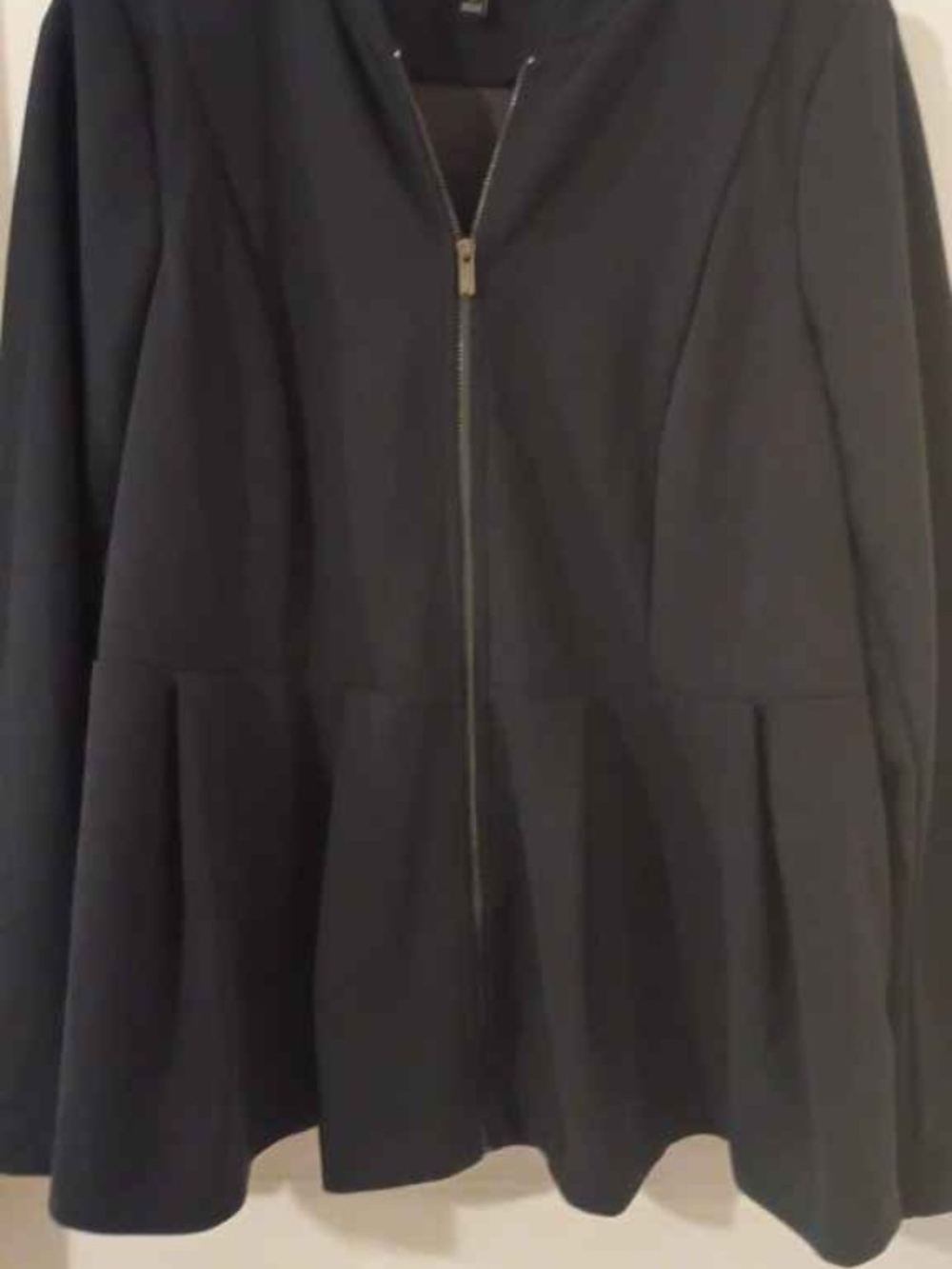 Lane Bryant Black Zip-Front Peplum Blazer